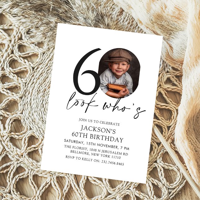 Look Who's Modern Simple Foto 60. Geburtstag Einladung (Von Creator hochgeladen)