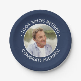 Look Who's Remüde Navy & White Retirement Foto Pappteller