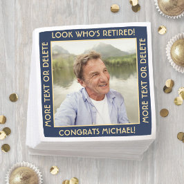 Look Who's Rent Navy and Gold Rentirement Foto Serviette