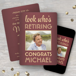 Look Who's Retiring Red Rtirement Party Foto Einladung