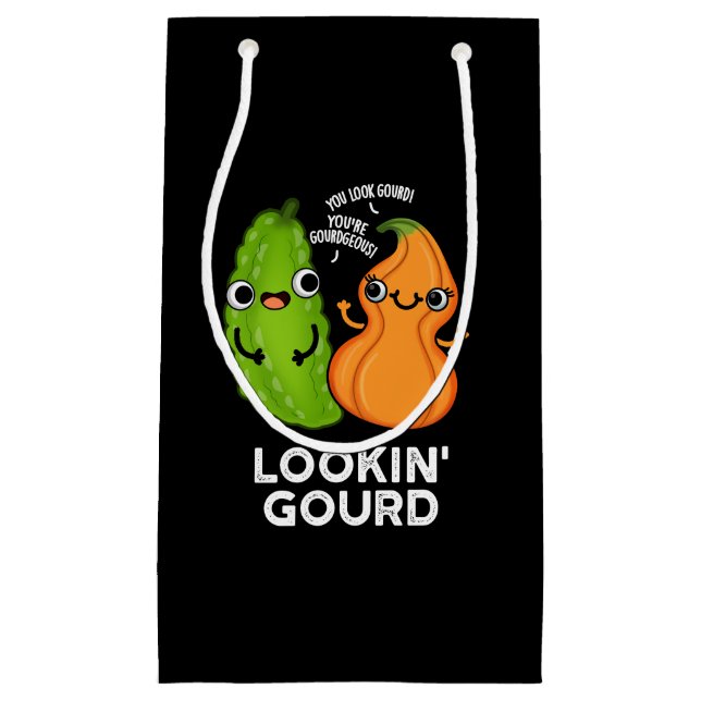 Lookin Gourd Funny Veggie Pun Dark BG Kleine Geschenktüte (Vorderseite)