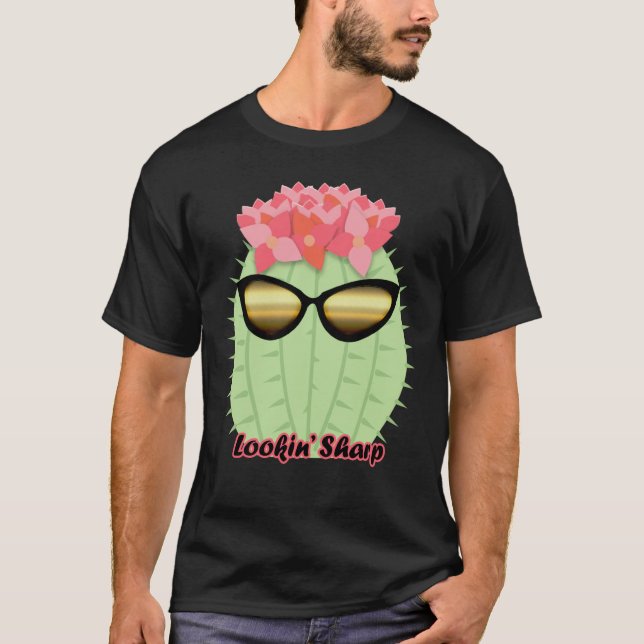 Lookin' Sharp Blooming Cactus with Sunglasses T-Shirt (Vorderseite)