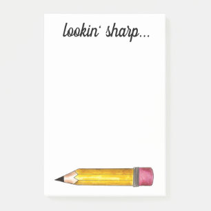 Lookin' Sharp Yellow #2 Pencil School Writing Post-it Klebezettel