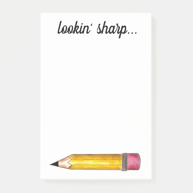 Lookin' Sharp Yellow #2 Pencil School Writing Post-it Klebezettel (Vorderseite)