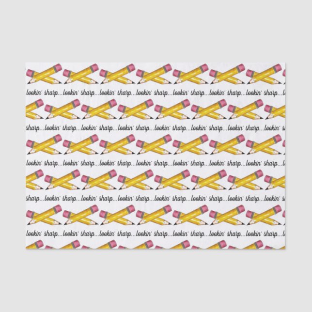 Lookin' Sharp Yellow #2 Pencil School Writing Seidenpapier (Vorderseite)