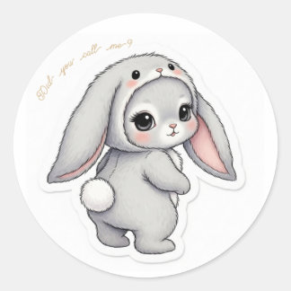 Looking Back Bunny - Adorable Fluffy Rabbit Kawaii Runder Aufkleber