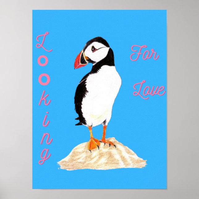 Looking for some love Puffin  Poster (Vorne)
