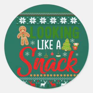 Looking Like A Snack Funny Christmas Cookie Ugly Runder Aufkleber