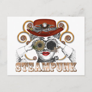 looking steampunked steampunk collage art postkarte