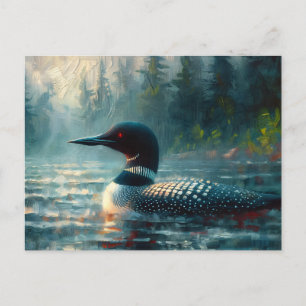 Loon am See Moody Painting Postkarte