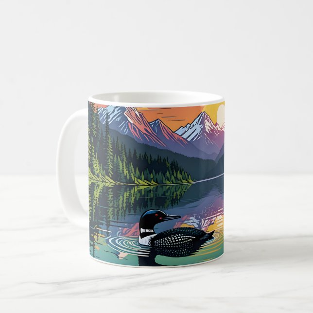 Loon bei Sonnenuntergang Kaffeetasse (Vorderseite Links)