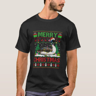 Loon Bird Lover Xmas Lighting Santa Ugly Loon T-Shirt