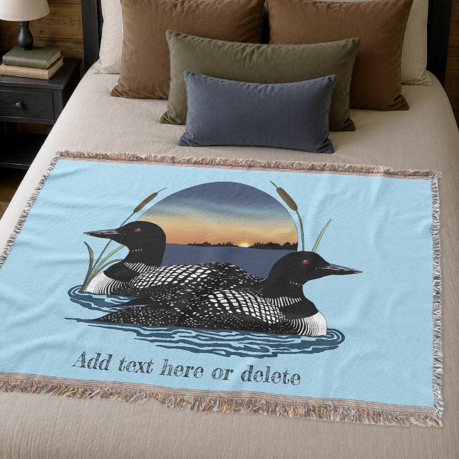 Loon Couple Sunset Blue Decke (Von Creator hochgeladen)