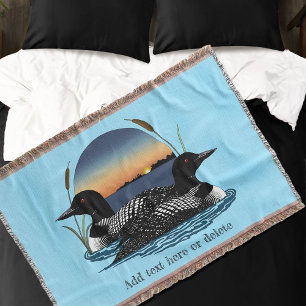 Loon Couple Sunset Blue Decke