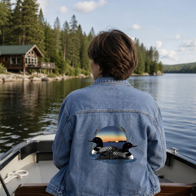 Loon Couple Sunset Blue Jeansjacke (Von Creator hochgeladen)