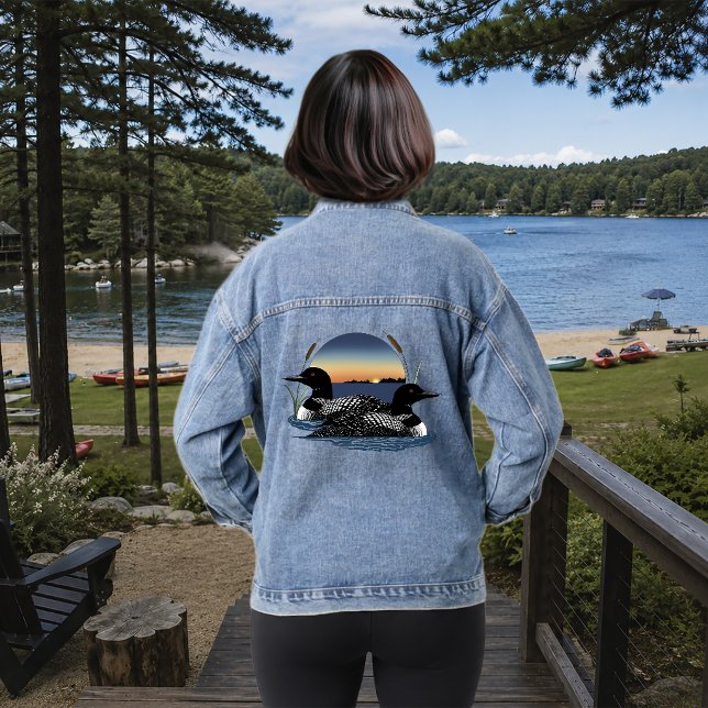 Loon Couple Sunset Blue Jeansjacke (Von Creator hochgeladen)