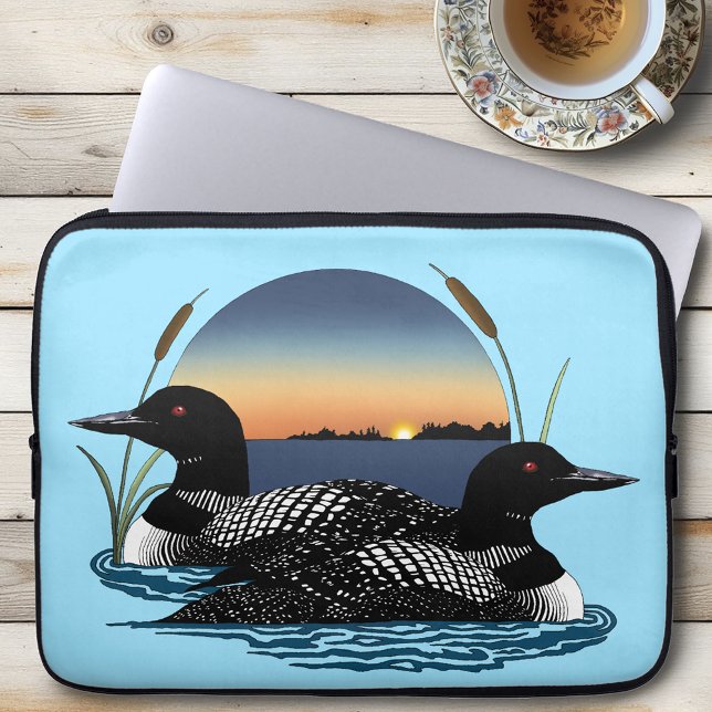 Loon Couple Sunset Blue Laptopschutzhülle (Von Creator hochgeladen)