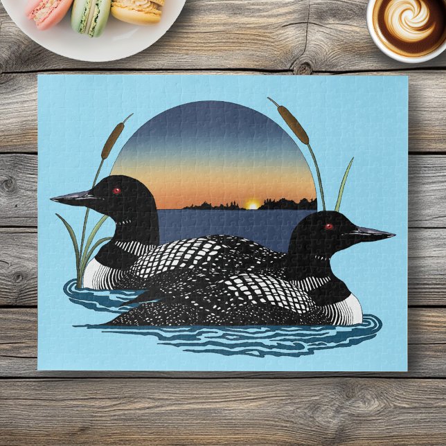 Loon Couple Sunset Blue Puzzle (Von Creator hochgeladen)