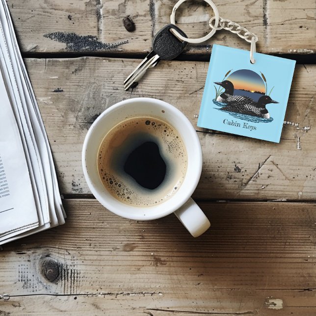 Loon Couple Sunset Blue Schlüsselanhänger (Von Creator hochgeladen)