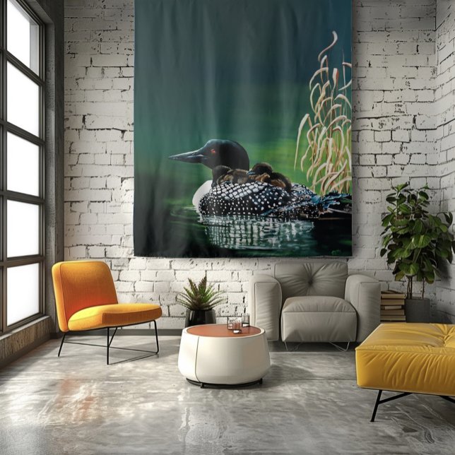 Loon Family Outing Wandteppich (Von Creator hochgeladen)