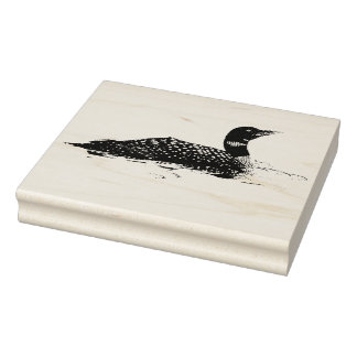 Loon Floating on Water Stippled Graphic Style Gummistempel