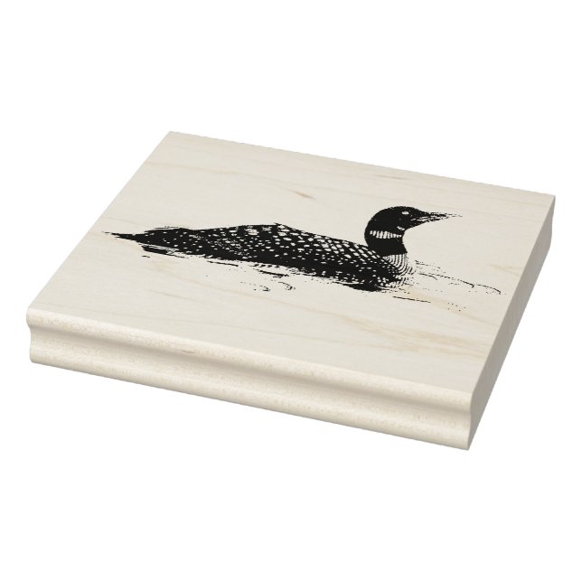 Loon Floating on Water Stippled Graphic Style Gummistempel (Stempel)