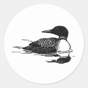 Loon Line Art Runder Aufkleber