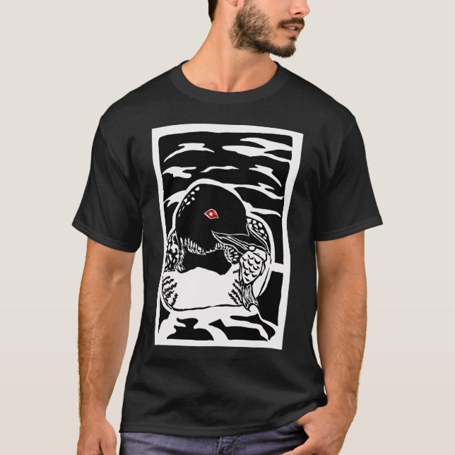 Loon Linolschnitt T-Shirt (Vorderseite)