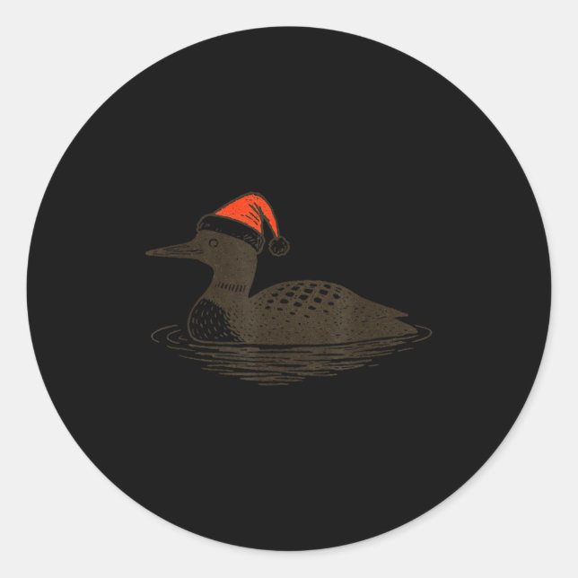Loon Lover Santa Hat Christmas Bird Watching Xmas  Runder Aufkleber (Vorderseite)
