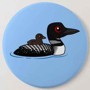 Loon mit Küken Button