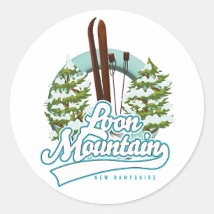 Loon Mountain New Hampshire Skilogo Runder Aufkleber