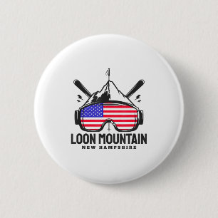 Loon Mountain New Hampshire USA Ski Retro Skifahre Button