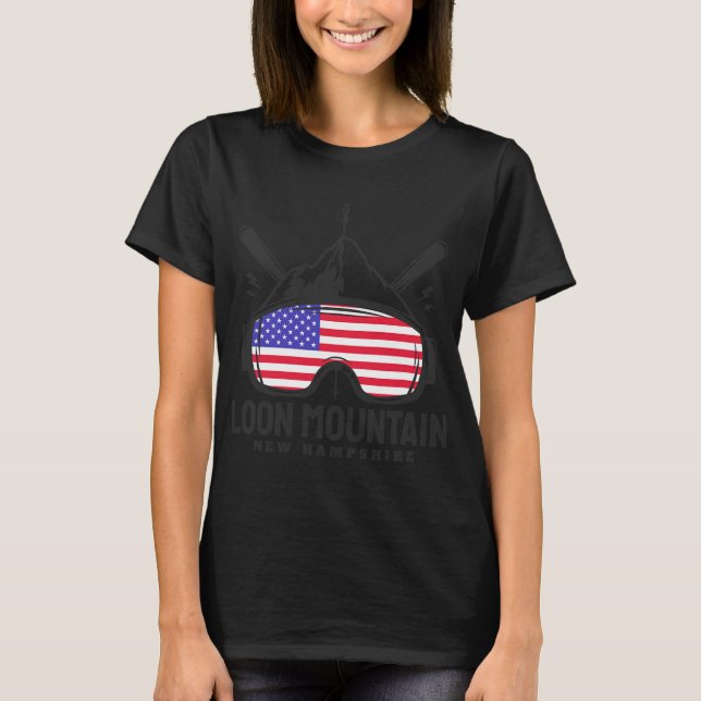 Loon Mountain New Hampshire Usa Ski Retro Skiing  T-Shirt (Vorderseite)