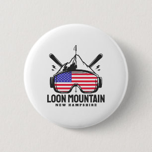 Loon Mountain New Hampshire Usa Skigebiet Retro Sk Button