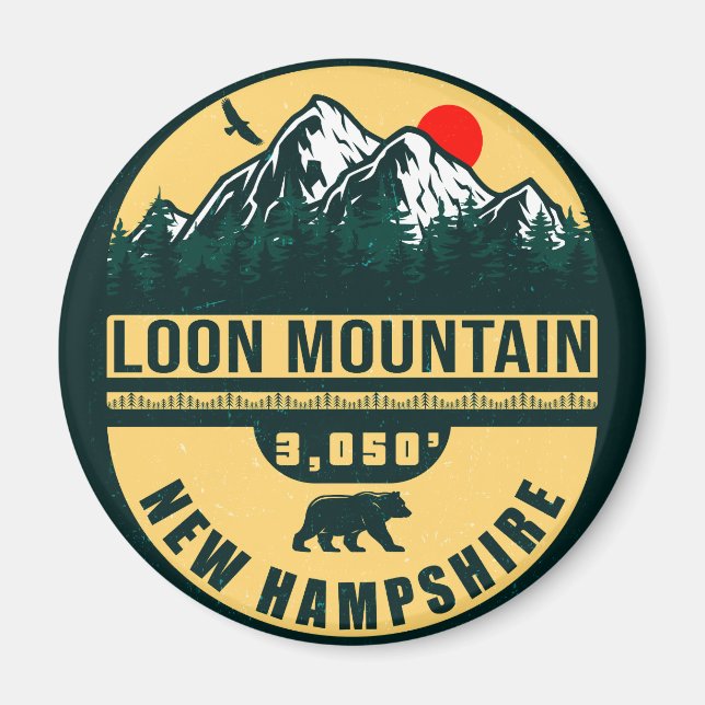 Loon Mountain NH - Retro Vintage SkiSouvenirs Magnet (Vorne)
