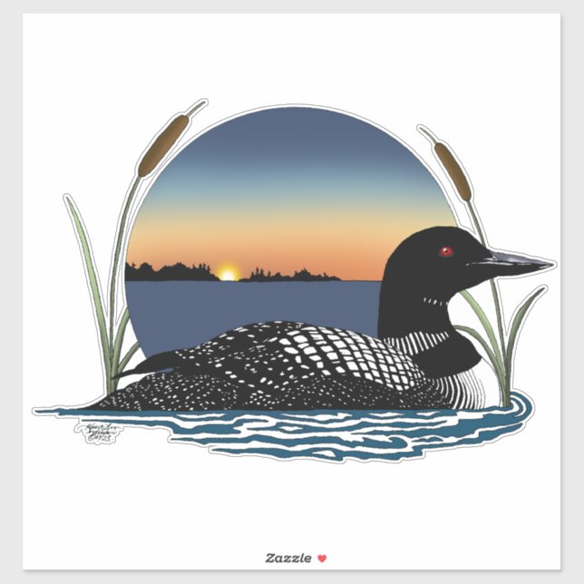 Loon Sunset Blue Aufkleber (Blatt)