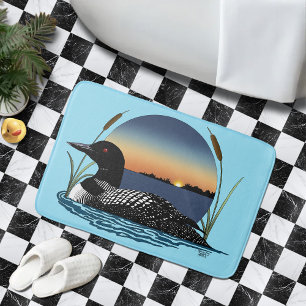 Loon Sunset Blue Badematte
