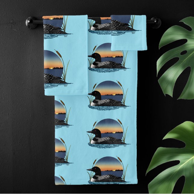 Loon Sunset Blue Badhandtuch Set (Von Creator hochgeladen)