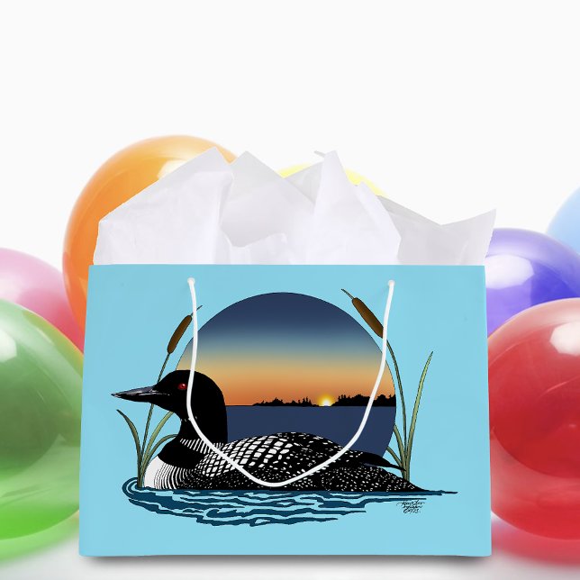 Loon Sunset Blue Große Geschenktüte (Von Creator hochgeladen)