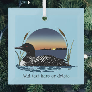 Loon Sunset Blue Ornament Aus Glas