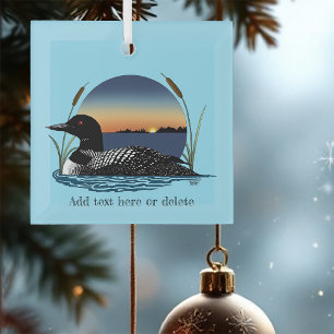 Loon Sunset Blue Ornament Aus Glas