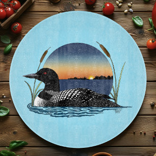 Loon Sunset Blue Schneidebrett