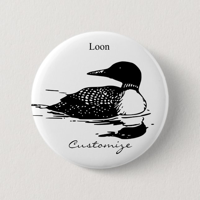 Loon Swimming Bird Art Thunder_Cove Button (Vorderseite)