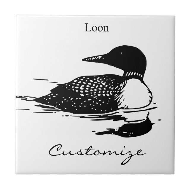 Loon Swimming Bird Art Thunder_Cove Fliese (Vorderseite)