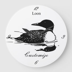 Loon Swimming Bird Art Thunder_Cove Große Wanduhr