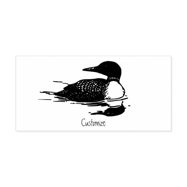 Loon Swimming Bird Art Thunder_Cove Gummistempel (Prägung)