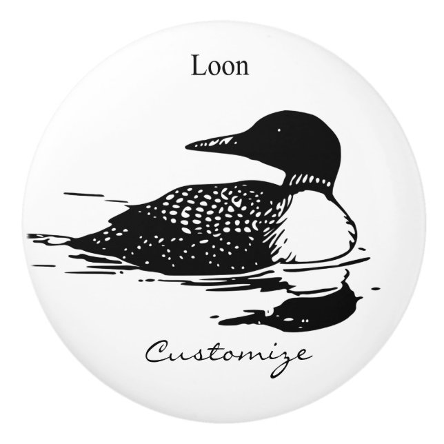 Loon Swimming Bird Art Thunder_Cove Keramikknauf (Vorderseite)
