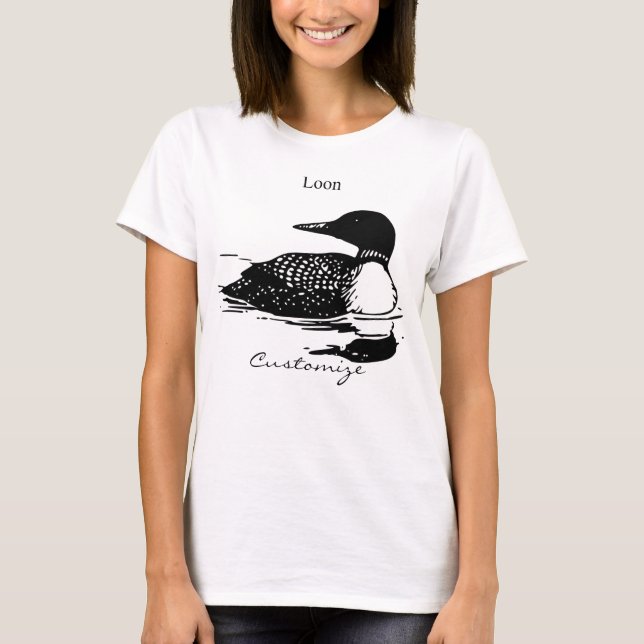 Loon Swimming Bird Art Thunder_Cove T-Shirt (Vorderseite)