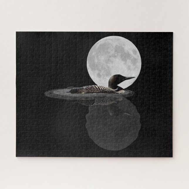 Loon Swims im Mondlicht Jigsaw Puzzle (Horizontal)