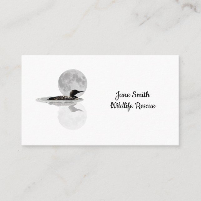 Loon Swims in der Mondlicht Business Cards Visitenkarte (Vorderseite)